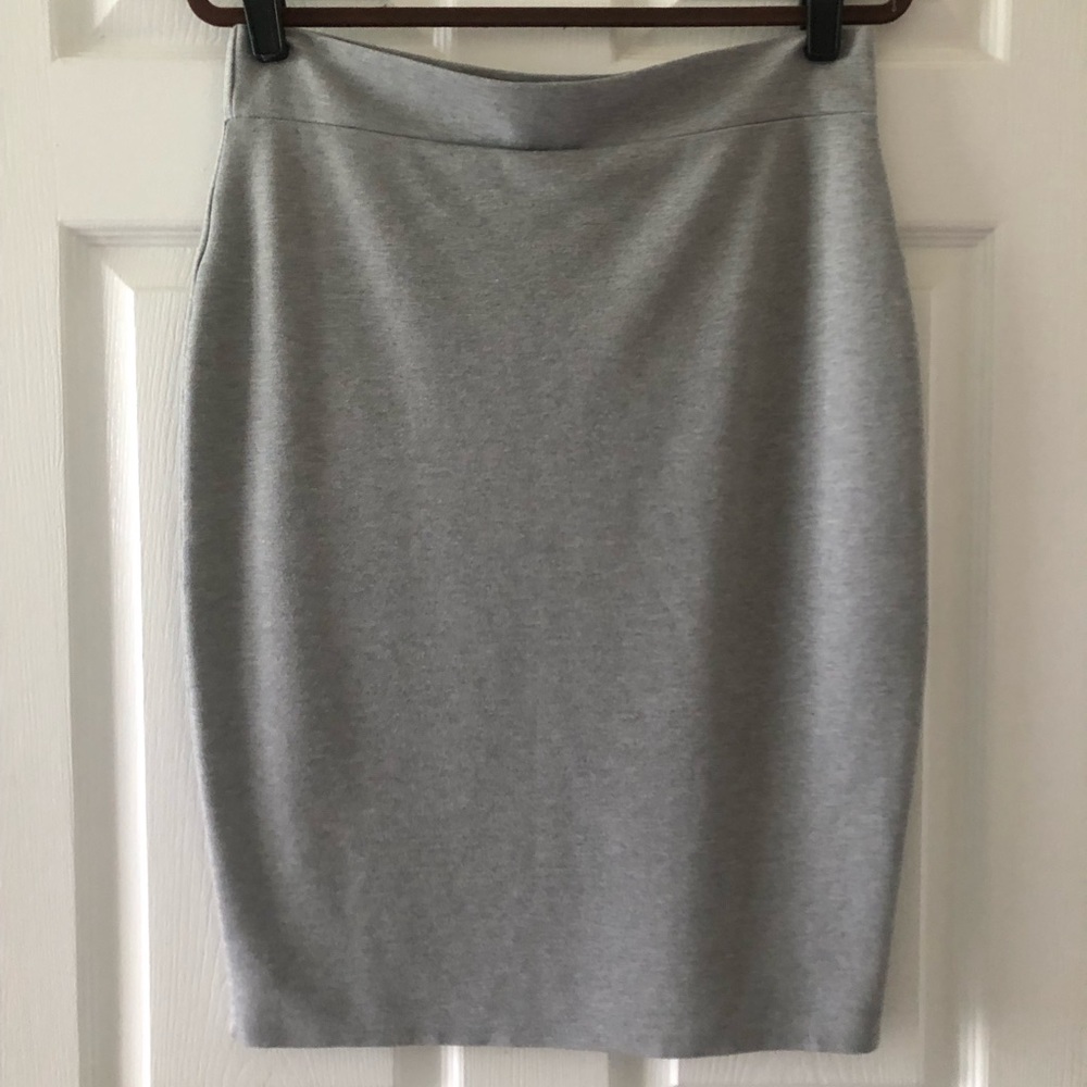 2 knit, elastic waist, pencil skirts. Gray gray and beige. Light, comfortable